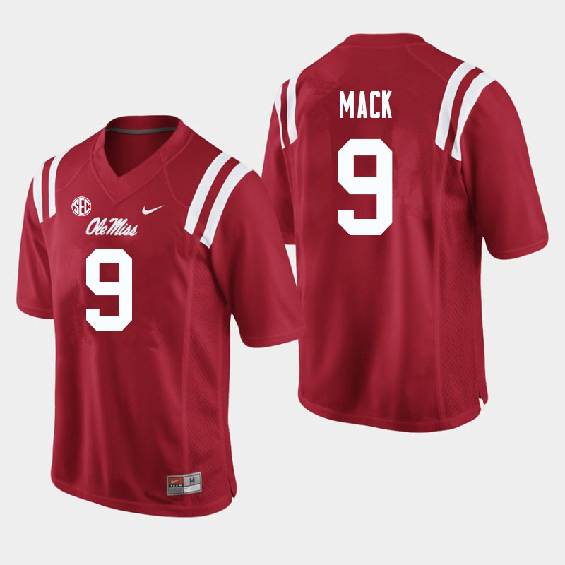 Men #9 Brandon Mack Ole Miss Rebels College Football Jerseys Sale-Red